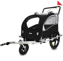 Lade das Bild in den Galerie-Viewer, DMS® Fahrradanhänger 2-in-1 Kinderanhänger Jogger Kinderwagen für 2 Kinder mit 5-Punkt-Sicherheitsgurt & Radschutz