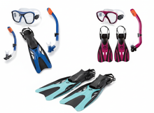 Lade das Bild in den Galerie-Viewer, CRIVIT Tauch- und Schnorchel-Set für Erwachsene & Kinder – 3-teilig mit Maske, Dry-Top Schnorchel, Flossen & Signalpfeife