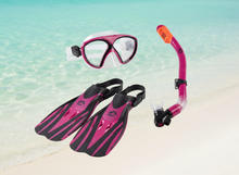 Lade das Bild in den Galerie-Viewer, CRIVIT Tauch- und Schnorchel-Set für Erwachsene & Kinder – 3-teilig mit Maske, Dry-Top Schnorchel, Flossen & Signalpfeife