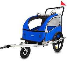 Lade das Bild in den Galerie-Viewer, DMS® Fahrradanhänger 2-in-1 Kinderanhänger Jogger Kinderwagen für 2 Kinder mit 5-Punkt-Sicherheitsgurt &amp; Radschutz
