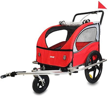Lade das Bild in den Galerie-Viewer, DMS® Fahrradanhänger 2-in-1 Kinderanhänger Jogger Kinderwagen für 2 Kinder mit 5-Punkt-Sicherheitsgurt &amp; Radschutz
