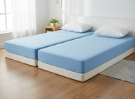 Webschatz Spannbettlaken 90x200 +30 cm Blau Doppelpack Boxspringbett