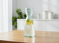 THE WAY UP Karaffe Sofia 900 ml – 100 % Recycling-Glas, nachhaltig, handgefertigtes Unikat, grünlich-transparent, Wasserkaraffe 25 cm, umweltfreundliches Glasdesign