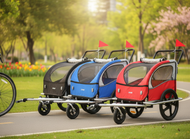 DMS® Fahrradanhänger 2-in-1 Kinderanhänger Jogger Kinderwagen für 2 Kinder mit 5-Punkt-Sicherheitsgurt & Radschutz