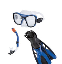 Lade das Bild in den Galerie-Viewer, CRIVIT Tauch- und Schnorchel-Set für Erwachsene &amp; Kinder – 3-teilig mit Maske, Dry-Top Schnorchel, Flossen &amp; Signalpfeife
