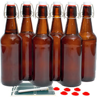 tis Glasflaschen mit Stopfen – Set von 6 in bernsteinfarbenem p202