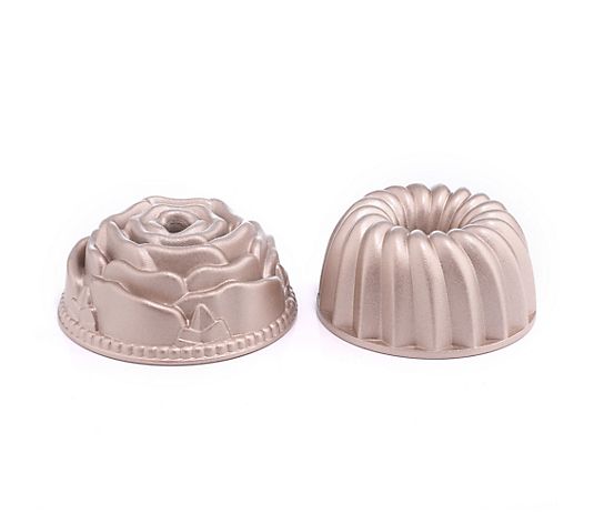 DELICATA Backformen aus Aluminiumguss Rose & Gugelhupf Form 2 Stück, Ø 10cm p.34